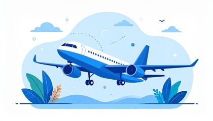 Naklejka premium Landing airplane abstract concept vector illustration
