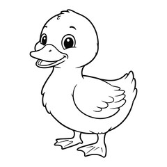 Cute Cartoon Duck Outline coloring page for kids.