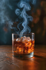 Smoked Old Fashioned Cocktail in Moody Cinematic Lighting.
