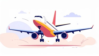 Landing airplane abstract concept vector illustration