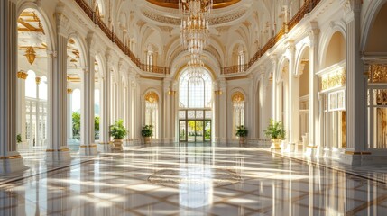 Magnificent Palace Interior: Sunlit Grandeur