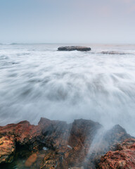 Beautiful morning view indonesia Panorama Landscape paddy fields with beauty color and sky natural light