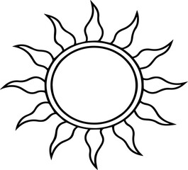Sun outline vector illustration, line art
