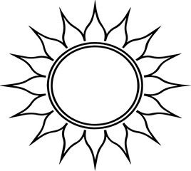 Sun outline vector illustration, line art