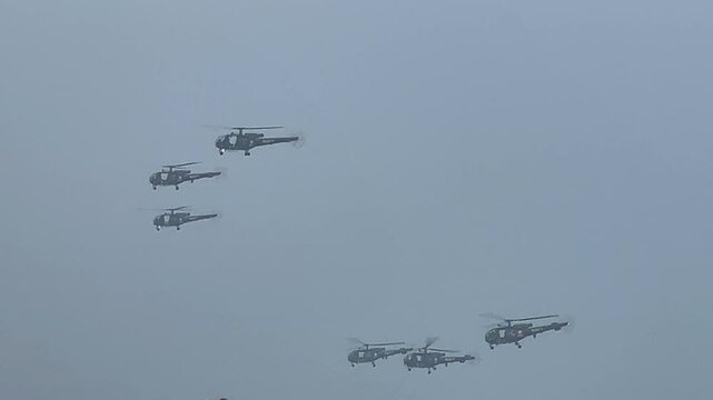 Six Kamov Ka-27 flying in Indian Ocean.