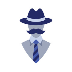 Stylish Man Icon with Hat and Mustache
