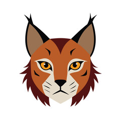 Fototapeta premium Cartoon illustration of a lynx head portrait depicting a wild cat in a simple graphic style