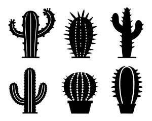 Black Cactus Silhouette Vector bundle Set for  Icon, Stickers, Cards, and Prints