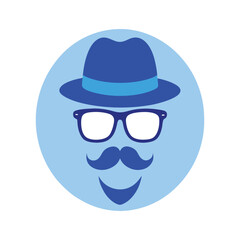 Stylish Blue Gentleman Icon Illustration