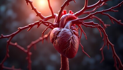 Human Heart Model with Blood Vessels