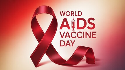 World AIDS Vaccine Day, Red ribbon symbolizes AIDS awareness and vaccine efforts for global health improvement.