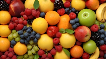 colorful mixed fruits used as background. Generated with AI
