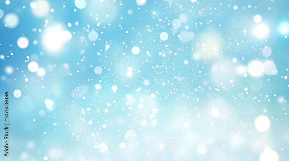 Poster light blue backdrop with sparkling particles.