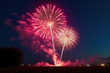 Vibrant firework display exploding in celebration, a triumphant night sky , happy, stunning