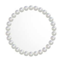 大粒な白いパールのぷっくりした丸いフレーム 透過されたプレートの3DCGイラスト