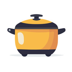 My Simple flat 2D illustration of a slow cooker isolated on a transparent background, vector, flat design, animation design, simple flat 2D icon, clipart