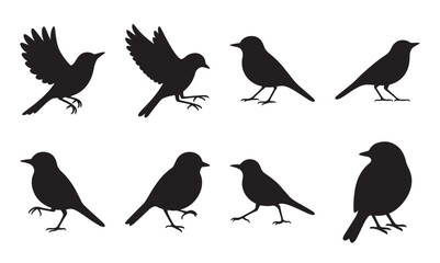 group of birds flying silhouette vector set