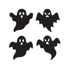 ghost character silhouette vector halloween design