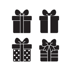 gift box silhouette vector present package icon