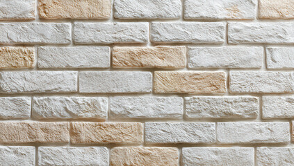 Fototapeta premium Textured white brick wall with subtle variations in color and depth, creating a rustic yet modern look in interior design
