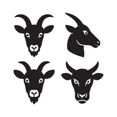 goat face farm animal silhouette vector artwork