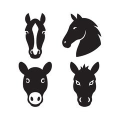 horse face silhouette vector head illustration