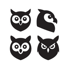 owl face bird silhouette vector wildlife icon