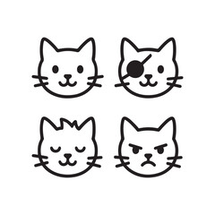 cat face silhouette icon vector collection