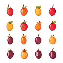 My Simple flat 2D illustration of tamarillo collection isolated on a transparent background, vector, flat design, animation design, simple flat 2D icon, clipart