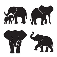 elephant silhouette vector wild animal icon pack