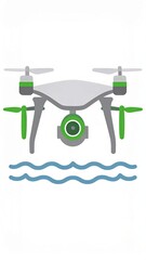Drone hovering over water digital illustration for technology and environmental projects