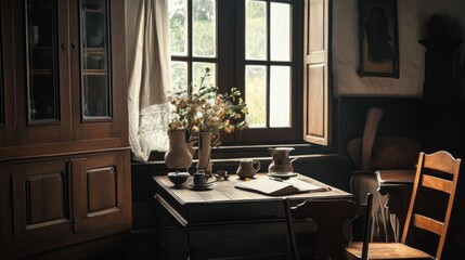 Rustic Window Still Life: A Peaceful Corner in a Vintage Home