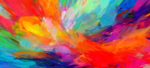 Obraz premium Abstract background art painting colorful multicolor paint on canvas modern artistic pattern for creative graphic design. 