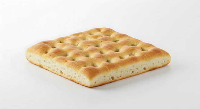 Close-up of focaccia bread on white background