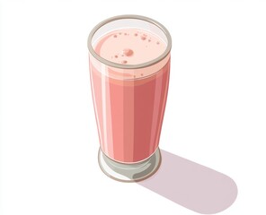 Pixelated Pink Smoothie In Glass