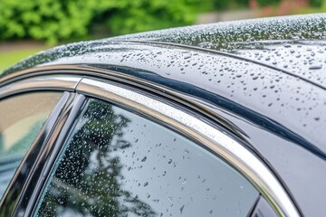 Fototapeta premium Rain drops on black car