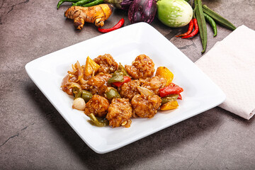 Chinese cuisine - prawn with chili sauce