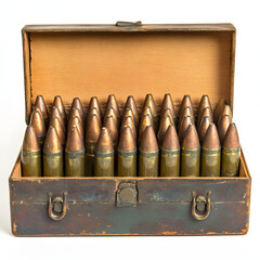Antique Ammo Box with Bullets, and Military.