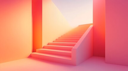 Fototapeta premium Pink Staircase with Abstract Interior. (1)