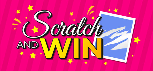 Scratch win prize product playing web banner template design vector
