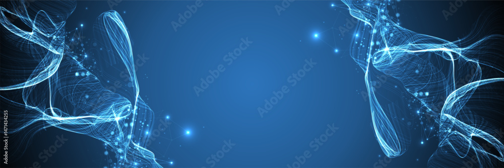 Poster Abstract flowing wave lines. Design element for technology, science, modern data concept. Vector