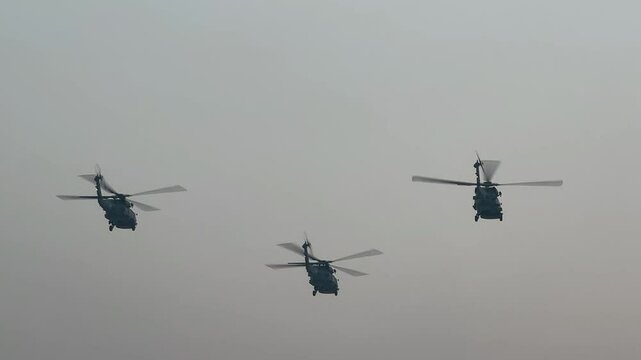 HAL Dhruv Helicopters in action during Navy day in Puri