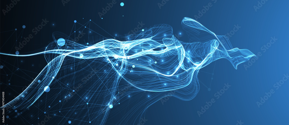 Leinwandbilder Abstract flowing wave lines. Design element for technology, science, modern data concept. Vector