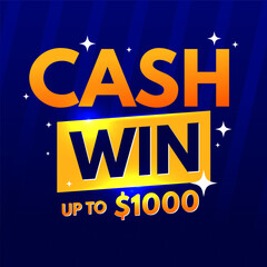 Cash win prize playing web banner template design vector