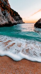 Sunset Over a Secluded Beach Cove