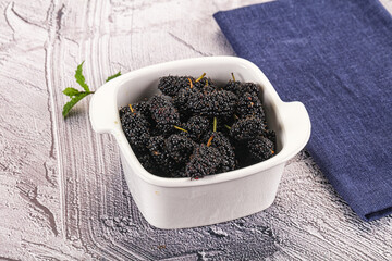 Juicy sweet mulberry in the bowl