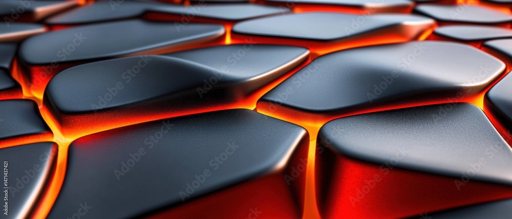 Poster abstract lava stone texture close up macro shot dark geometric shapes with orange glow background