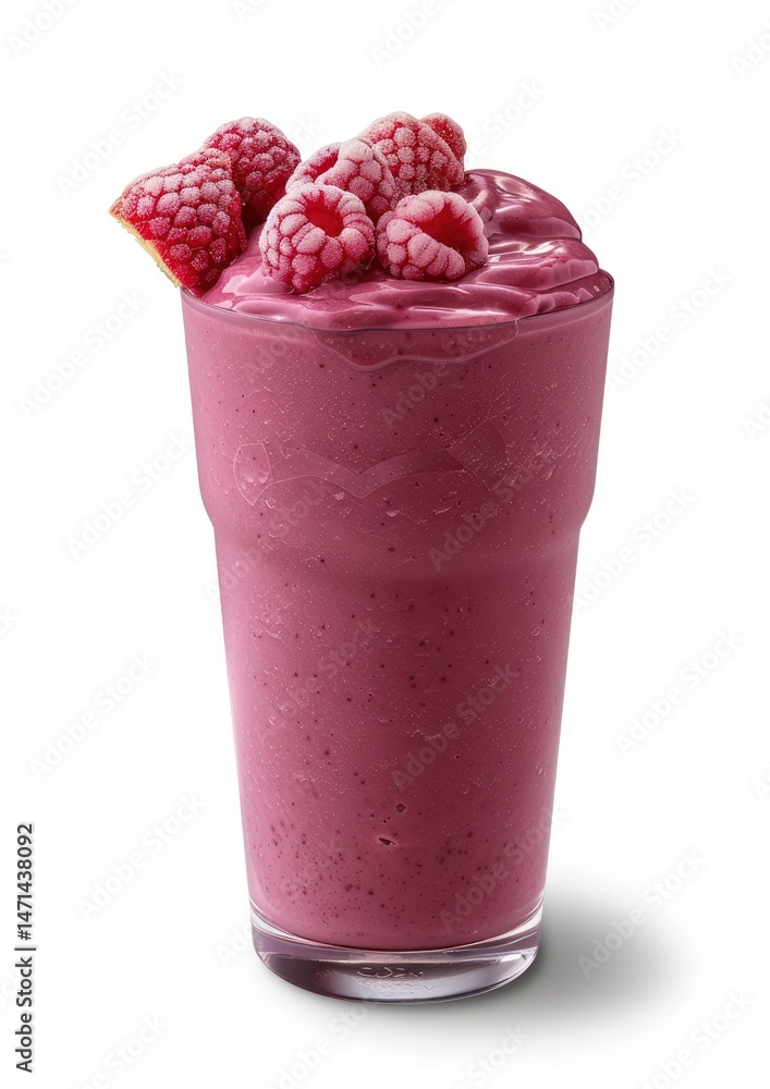Poster refreshing raspberry smoothie with berries