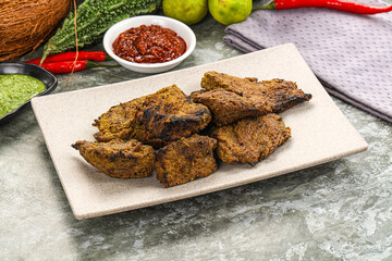 Grilled beef barbecue with spises