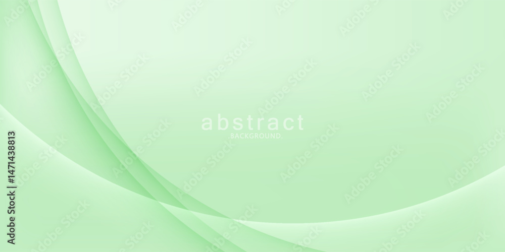 Aufkleber soft minimalist abstract background in green and white gradient shades with geometric waves.